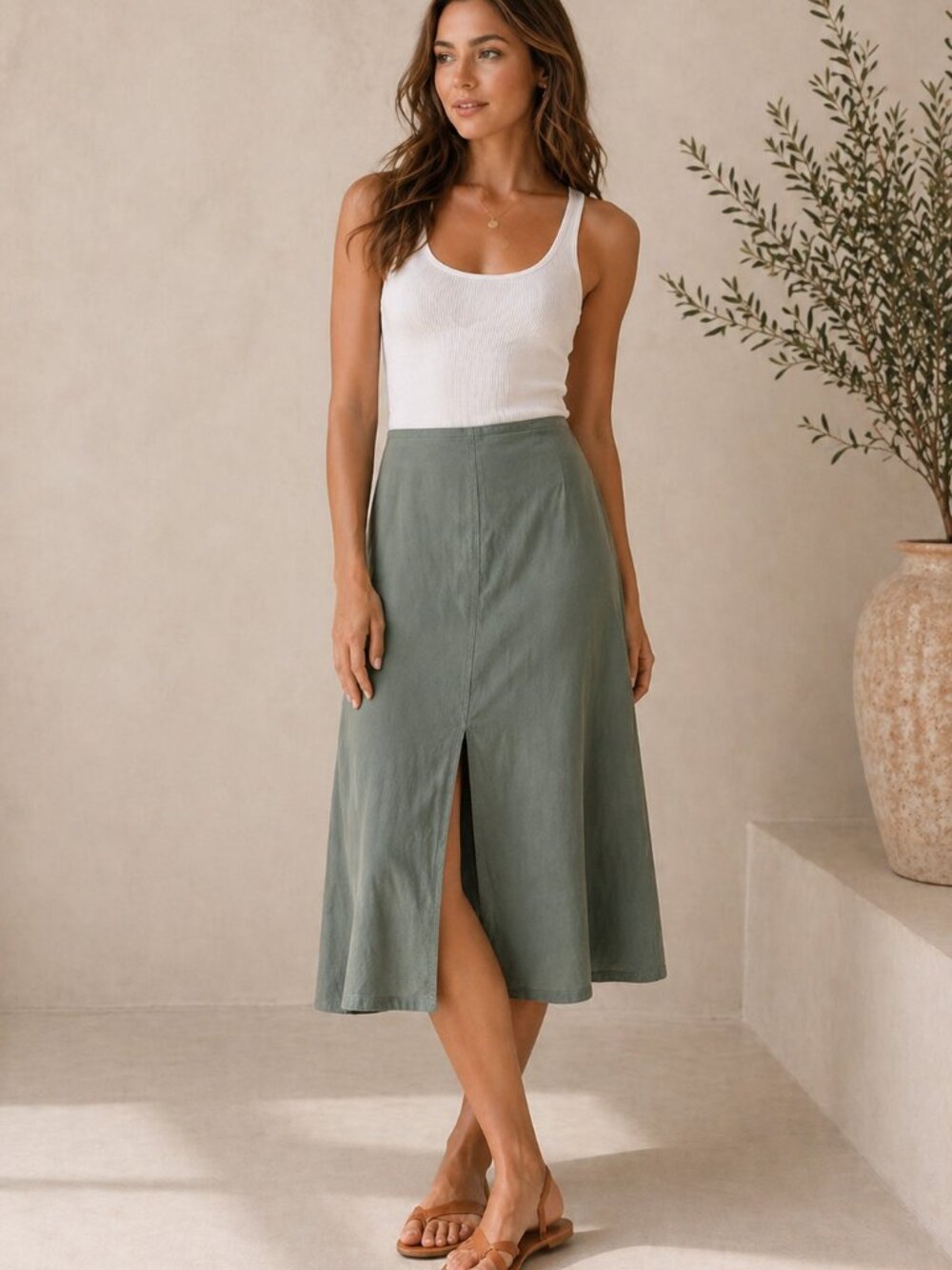 Vintage California Style Skirt Women 4 Midi Boho Indie A-Line 90s Minimalist
